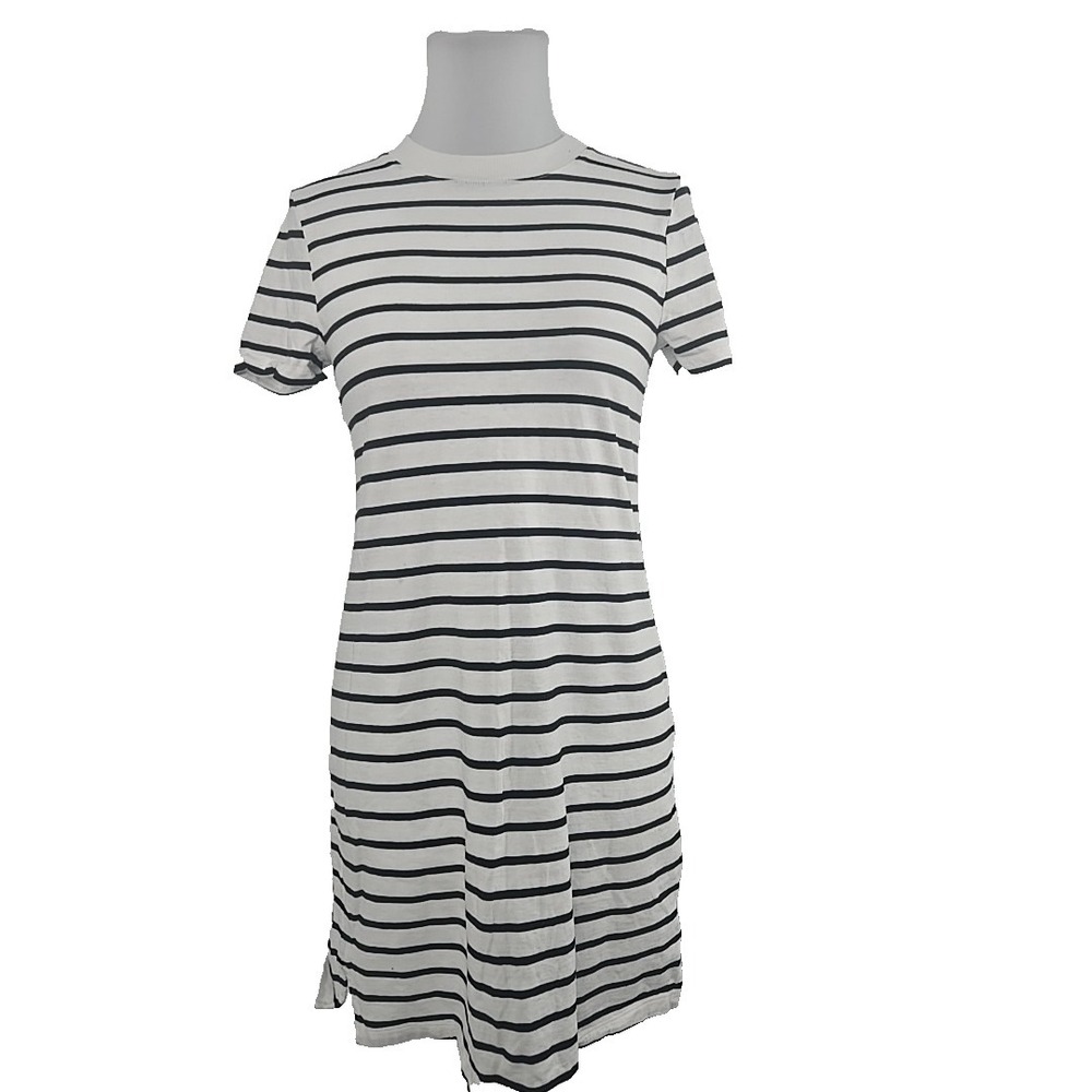 Old Navy Small Mini Dress White Black Stripe Short Sleeve Crew Neck T-shirt